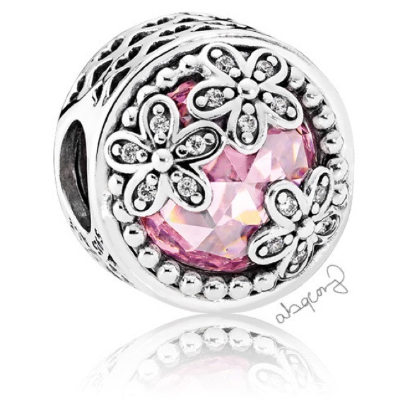 EUC Pandora 792055PCZ Silver Dazzling Daisy Meadow Charm w/ Pink & Clear CZ’s - Picture 1 of 10